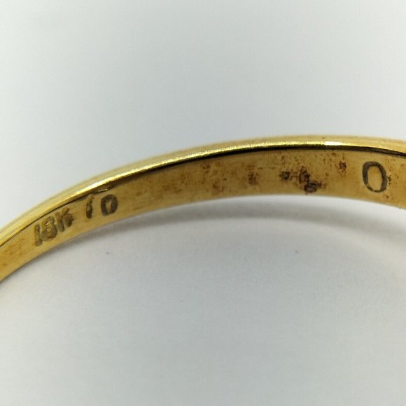 Genuine VTG 1 ct Sapphire Stone + Diamond Genuine 18k Yellow Gold Ring US Sz 7.5 - Picture 5 of 9